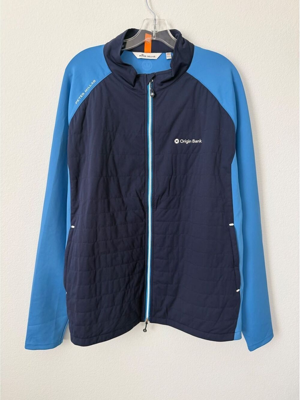 Peter Millar Long Sleeve Zip Up Blue Tone Hybrid Golf Jacket Men's Size XXL